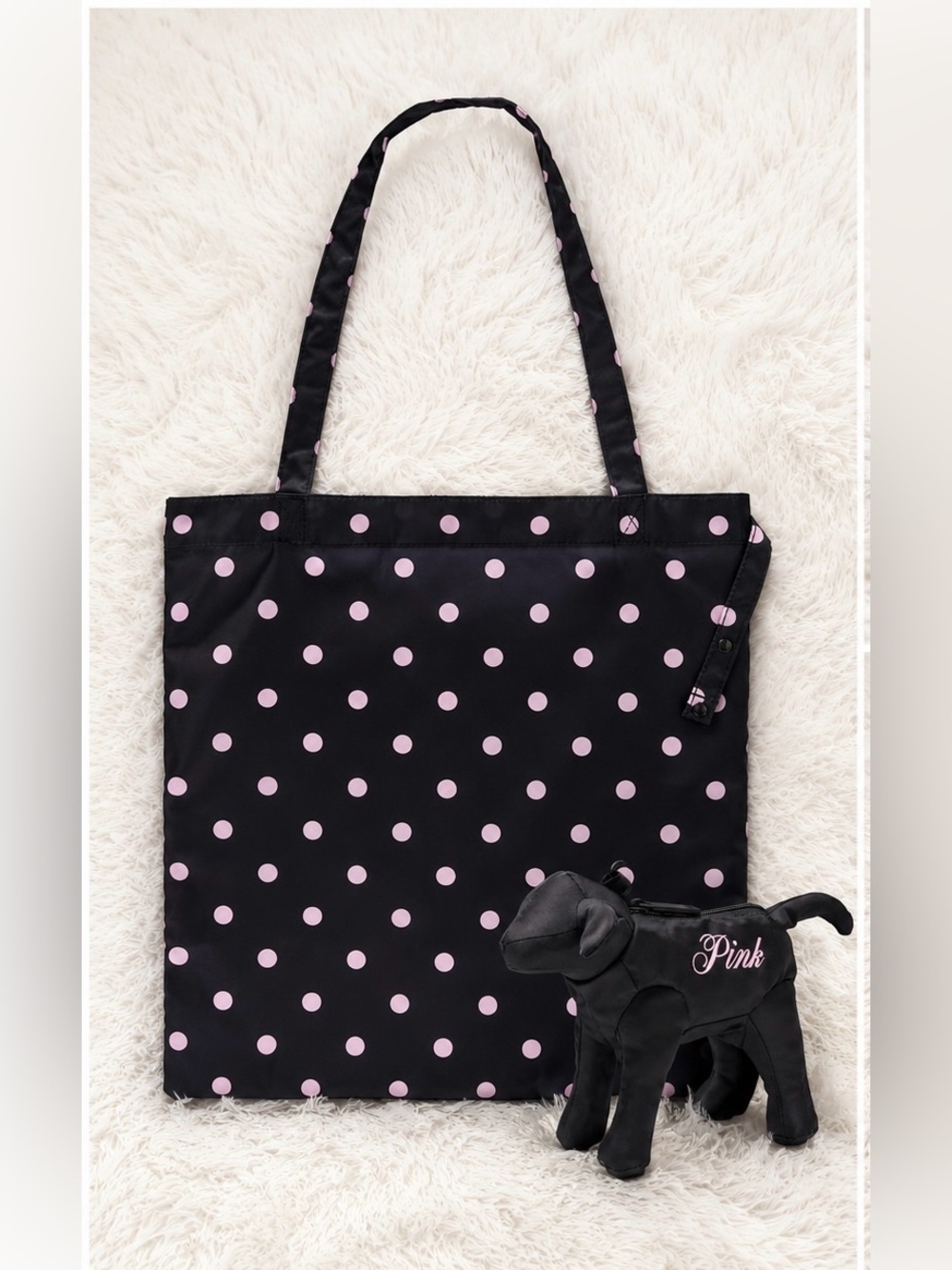 Victoria’s Secret PINK Polka Dot Foldable Tote Bag Mini Dog Pouch Packable